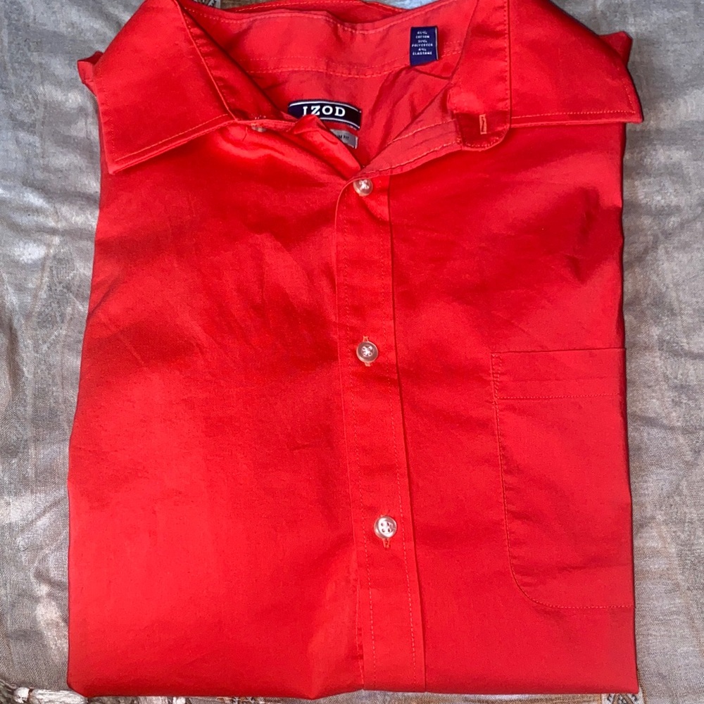 Izod Men's Bold Red Casual Button Down Shirt